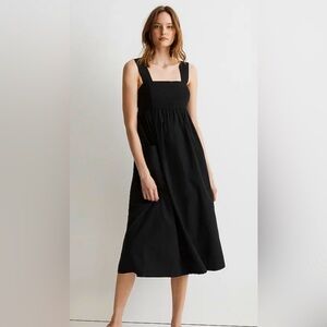 Madewell black poplin cutout back empire waist dress size 6